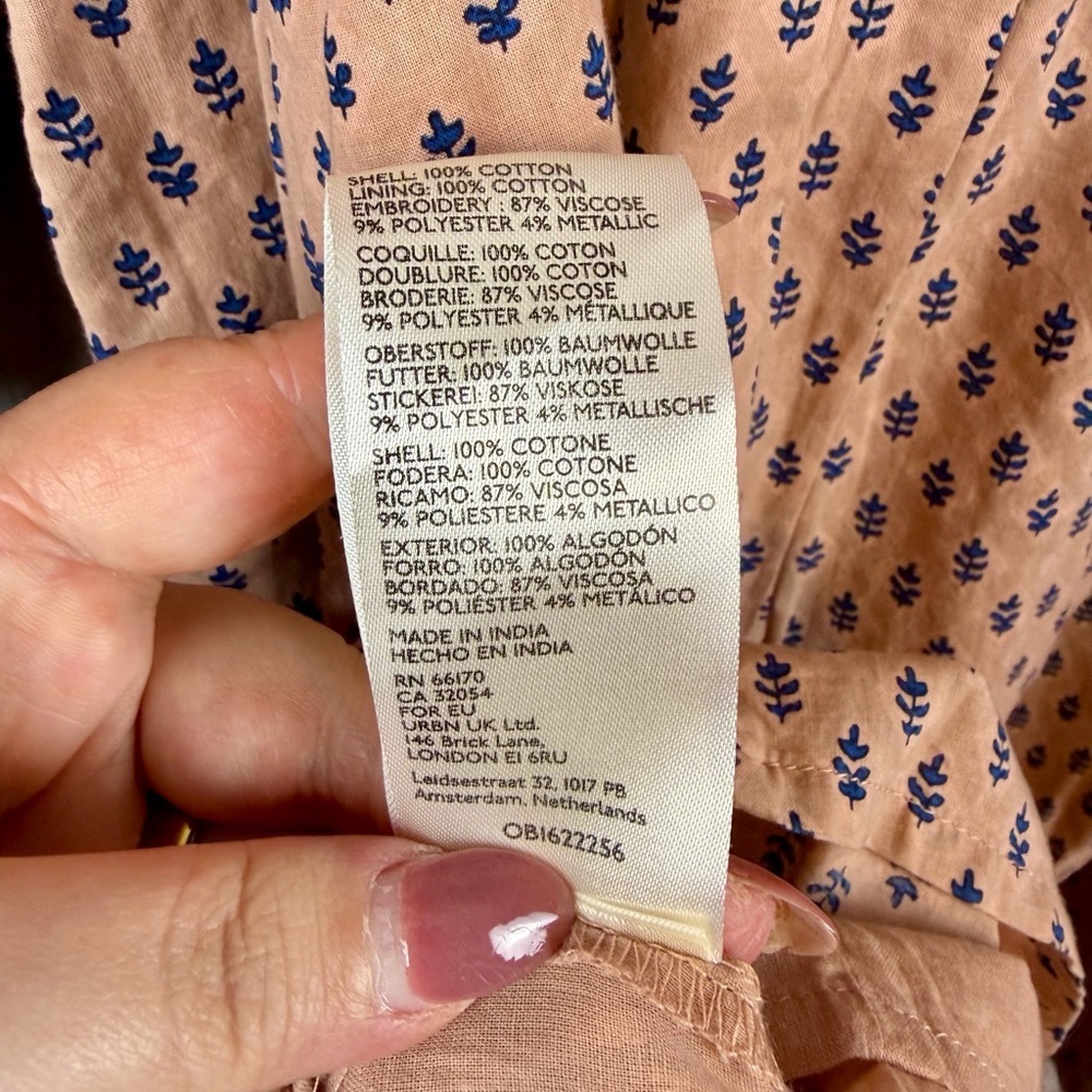 NWT By Anthropologie Embroidered Tunic Mini Dress in Peach Size Small. - Picture 7 of 14